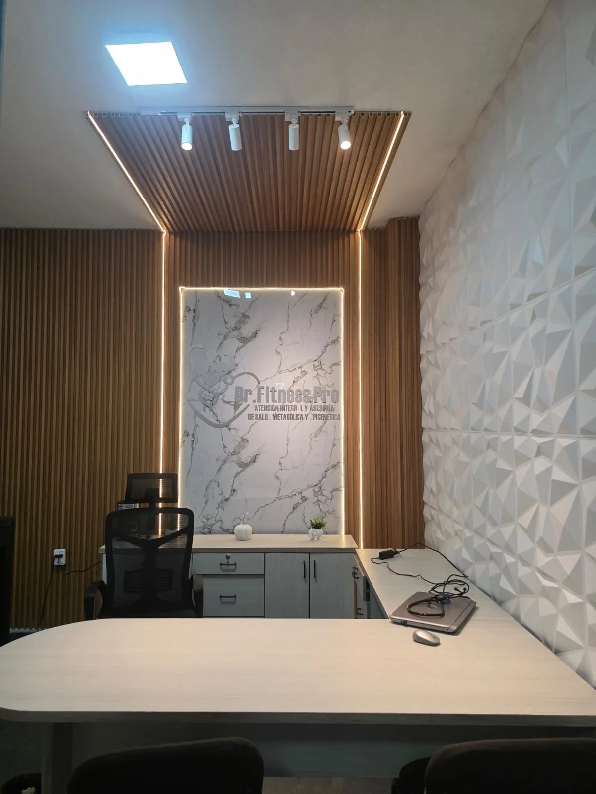Sala interior con pantalla y decoración vegetal